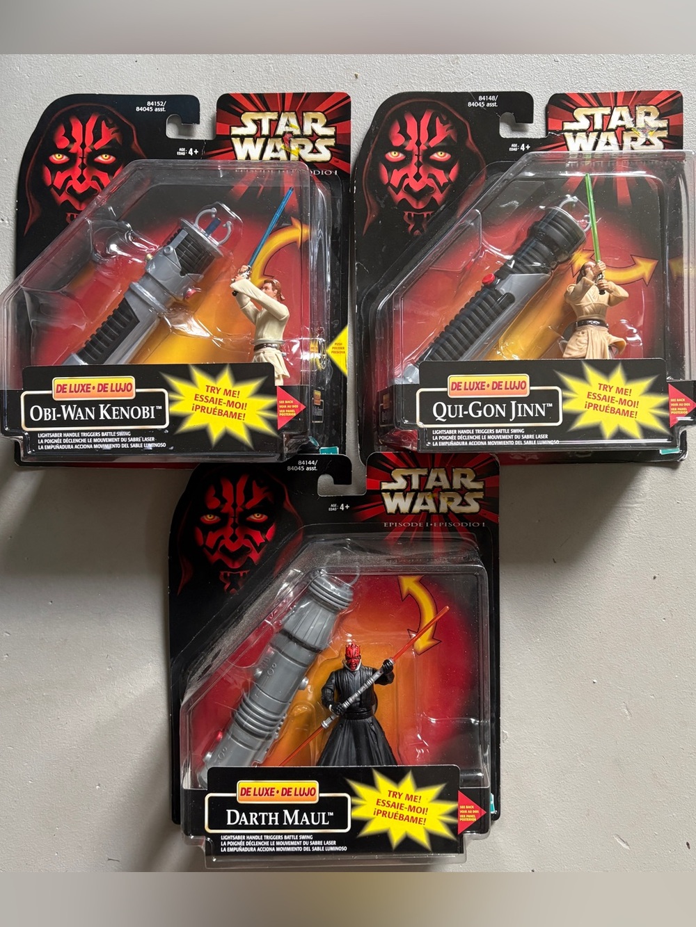 Star Wars Episode 1 Deluxe Darth Maul / Obi-Wan / Qui-Gon Jinn w/ Lightsaber Lot
